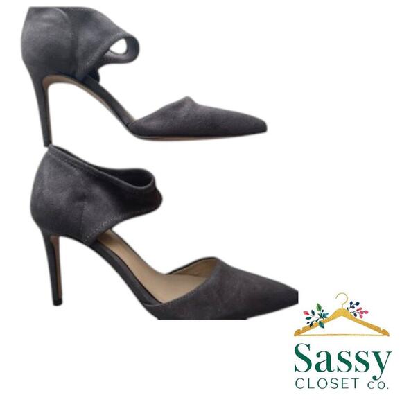 ANN TAYLOR Gray Suede Pointed Toe, Sz 6, Elegant, Career Chic - Picture 1 of 13